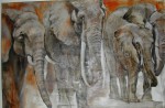 les elephants sur toile de lin brute collage